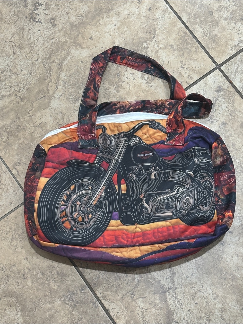 Harley-Davidson Red Orange Purple Quilted Motorcycle Carry Bag